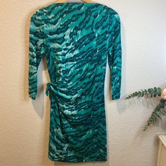 𝅺Diane von Furstenberg Turquoise Oletta Silk Faux Wrap Dress - Picture 8 of 10